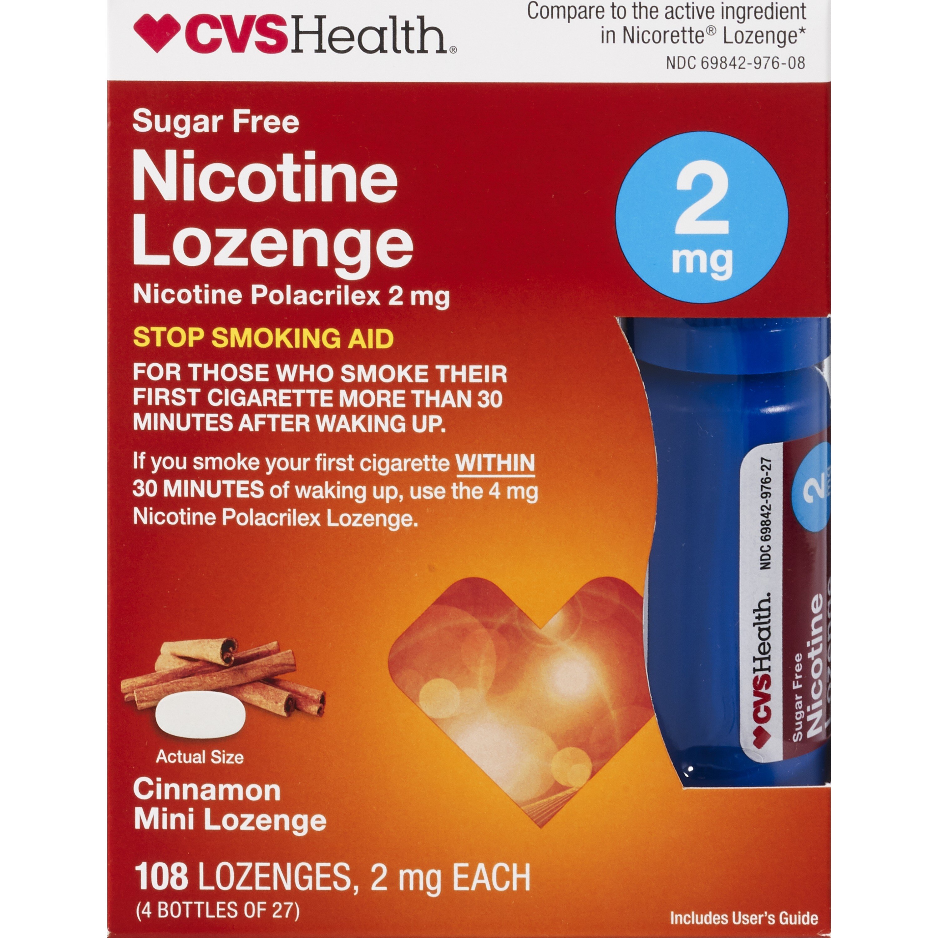 CVS Health Nicotine Mini Lozenges 2mg, Cinnamon, 108 CT