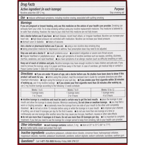 CVS Health Sugar Free Nicotine 2mg Lozenges, Cinnamon, 108 CT