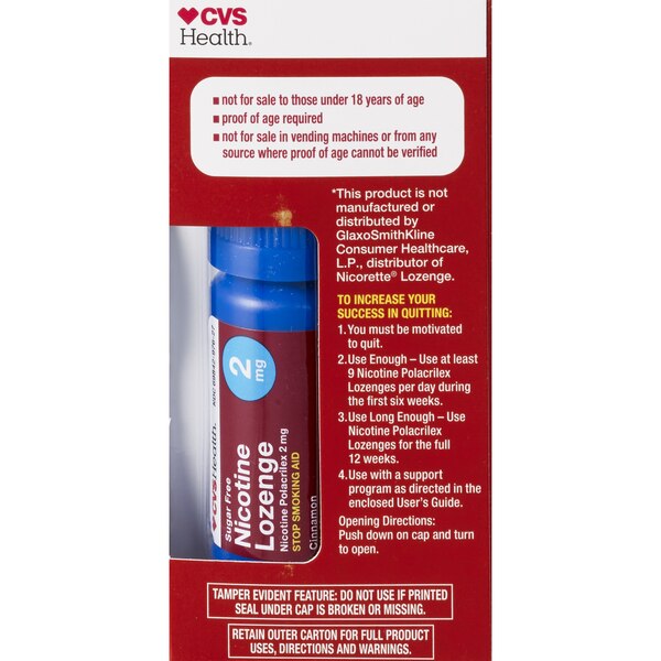 CVS Health Sugar Free Nicotine 2mg Lozenges, Cinnamon, 108 CT
