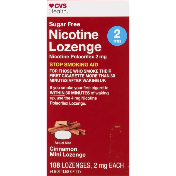 CVS Health Sugar Free Nicotine 2mg Lozenges, Cinnamon, 108 CT