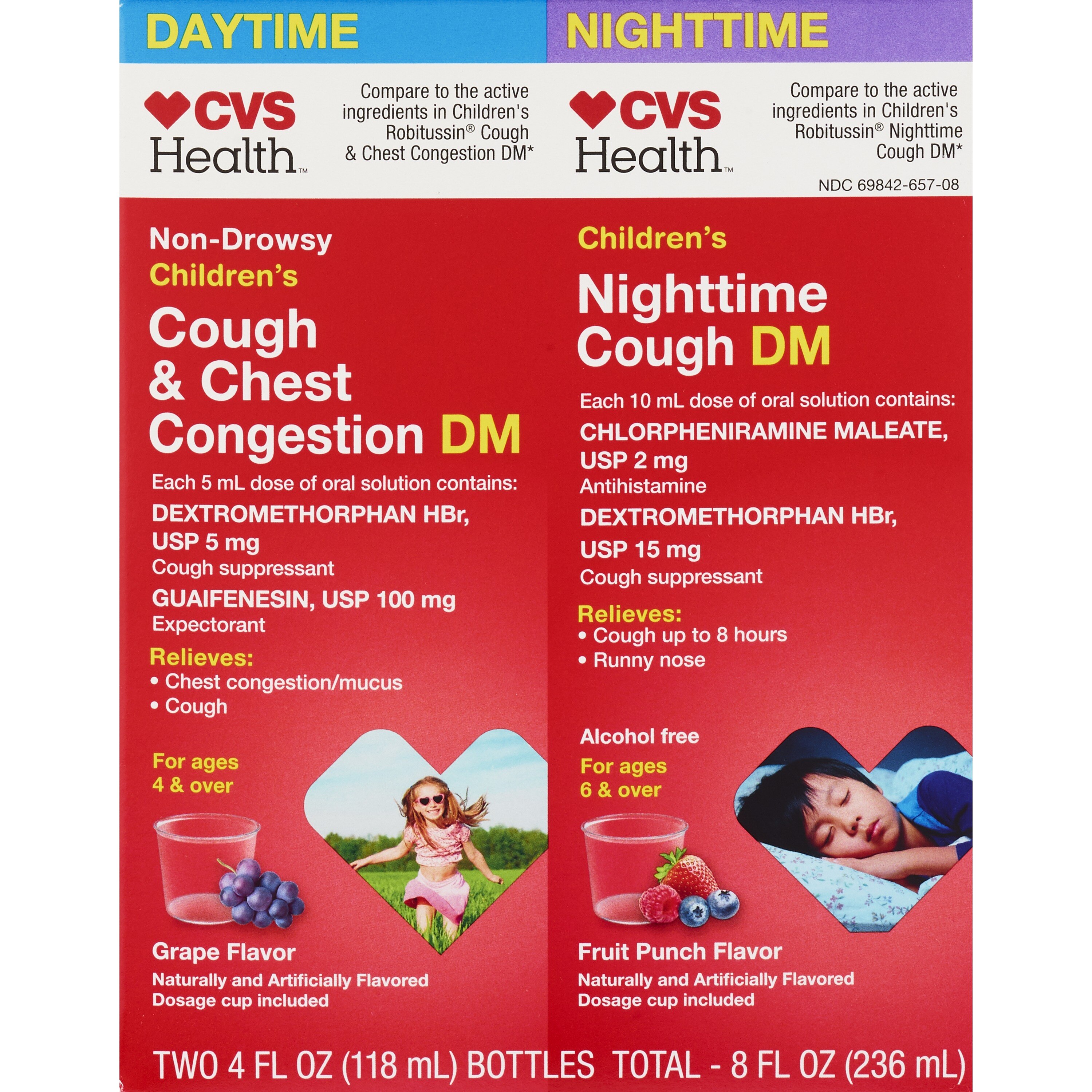 CVS Children's Day + Nighttime Cough & Chest Congestion DM Liquid Combo Pack, 2 4 OZ bottles