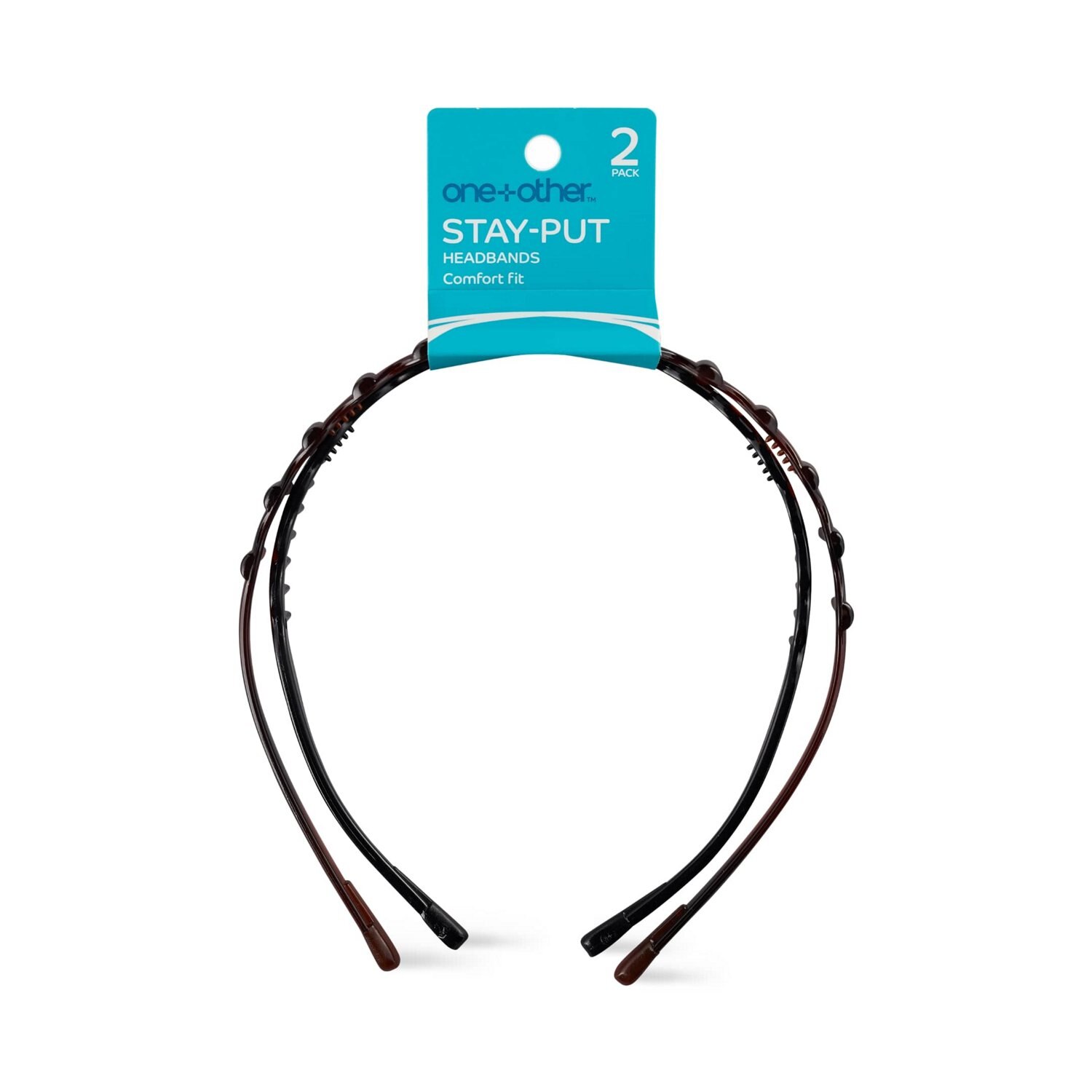 one+other Stay Put Headbands, Black/Brown, 2CT