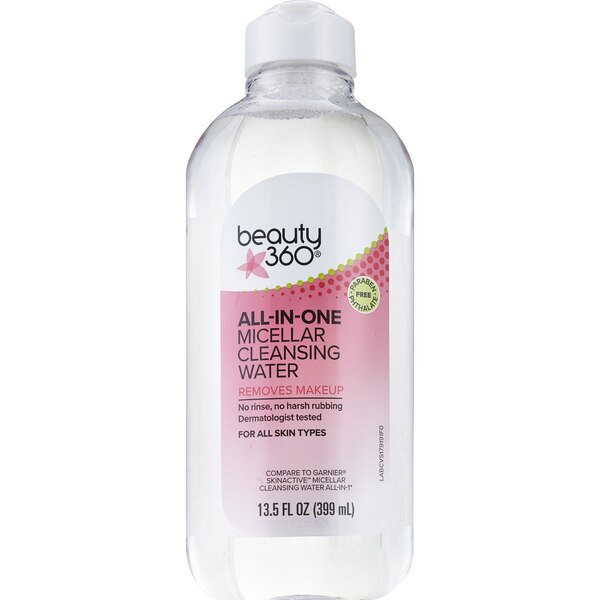 Beauty 360 - Agua micelar de limpieza todo en uno, 13.5 oz