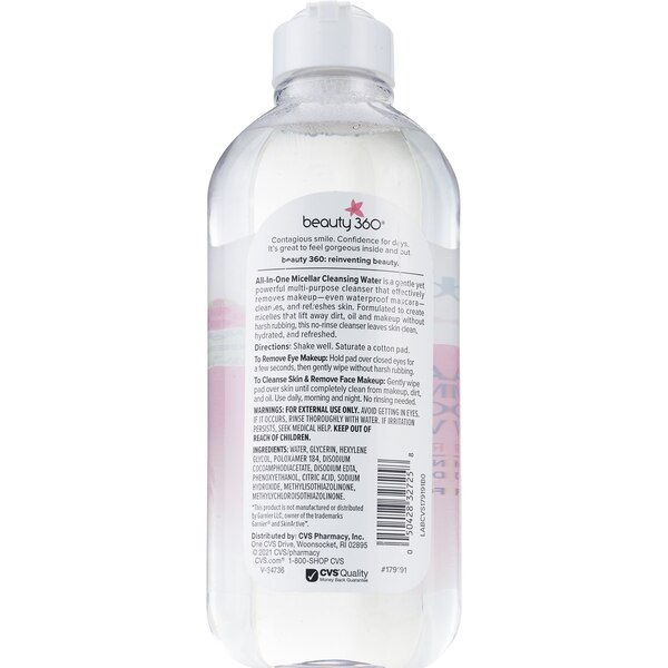 Beauty 360 - Agua micelar de limpieza todo en uno, 13.5 oz
