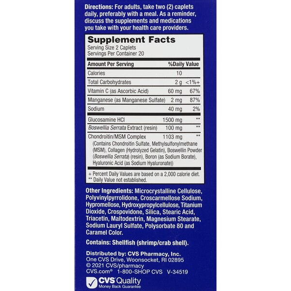 CVS Health Glucosamine Chondroitin Caplets, 40 CT