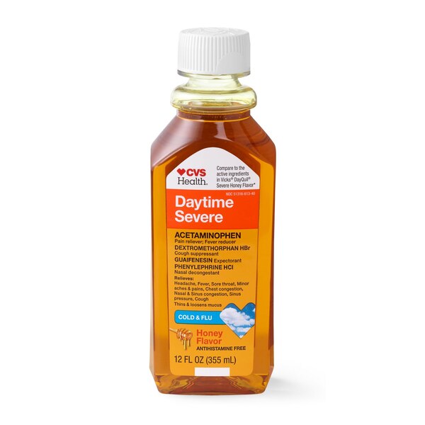 CVS Health Daytime Severe Cold and Flu Liquid Relief, 12 OZ, Honey