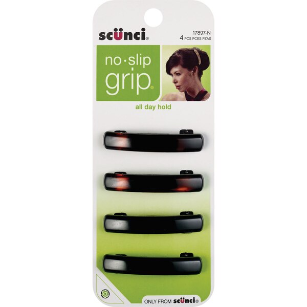 Scunci All Day Hold Barrettes, Black/Brown