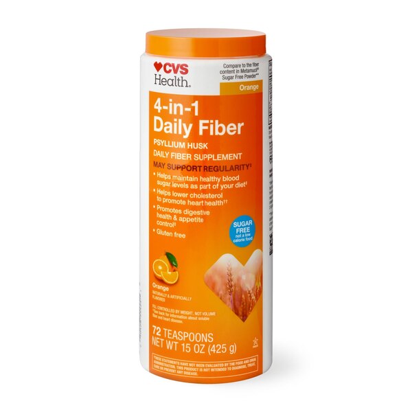 CVS Health Daily Fiber Powder Sugar Free Orange, 15 OZ