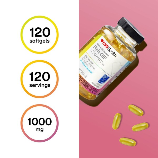 CVS Health 100% Wild Alaskan Fish Oil Softgels, 120 CT