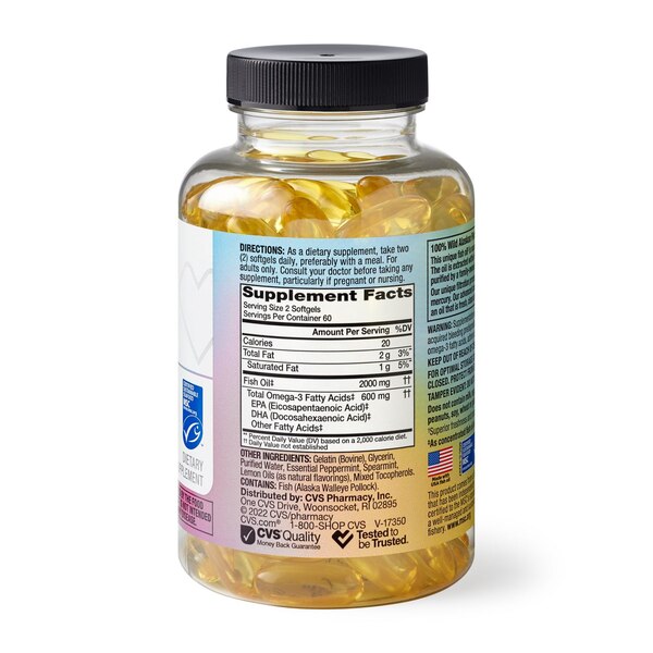 CVS Health 100% Wild Alaskan Fish Oil Softgels, 120 CT