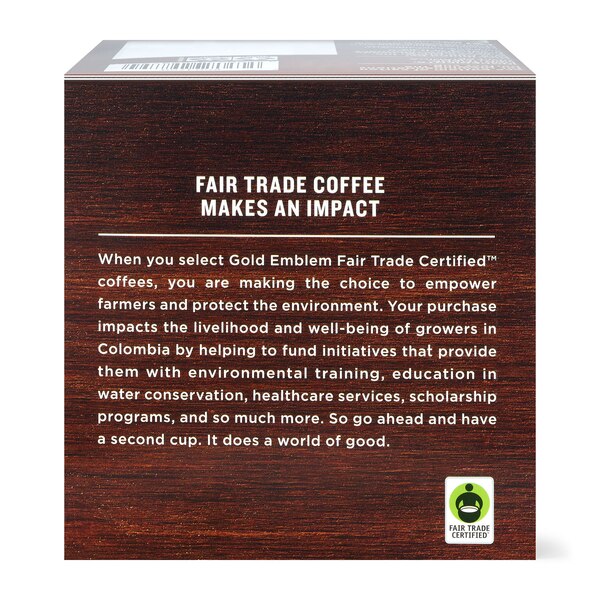 Gold Emblem Fair Trade French Roast Premium Ground Coffee Single-Serve Cups, 12 ct