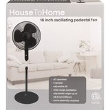 House To Home Oscillating Pedestal Fan, Black, 16 in, thumbnail image