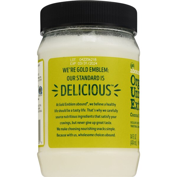 Gold Emblem Abound Extra Virgin Coconut Oil Unrefined, 14 oz