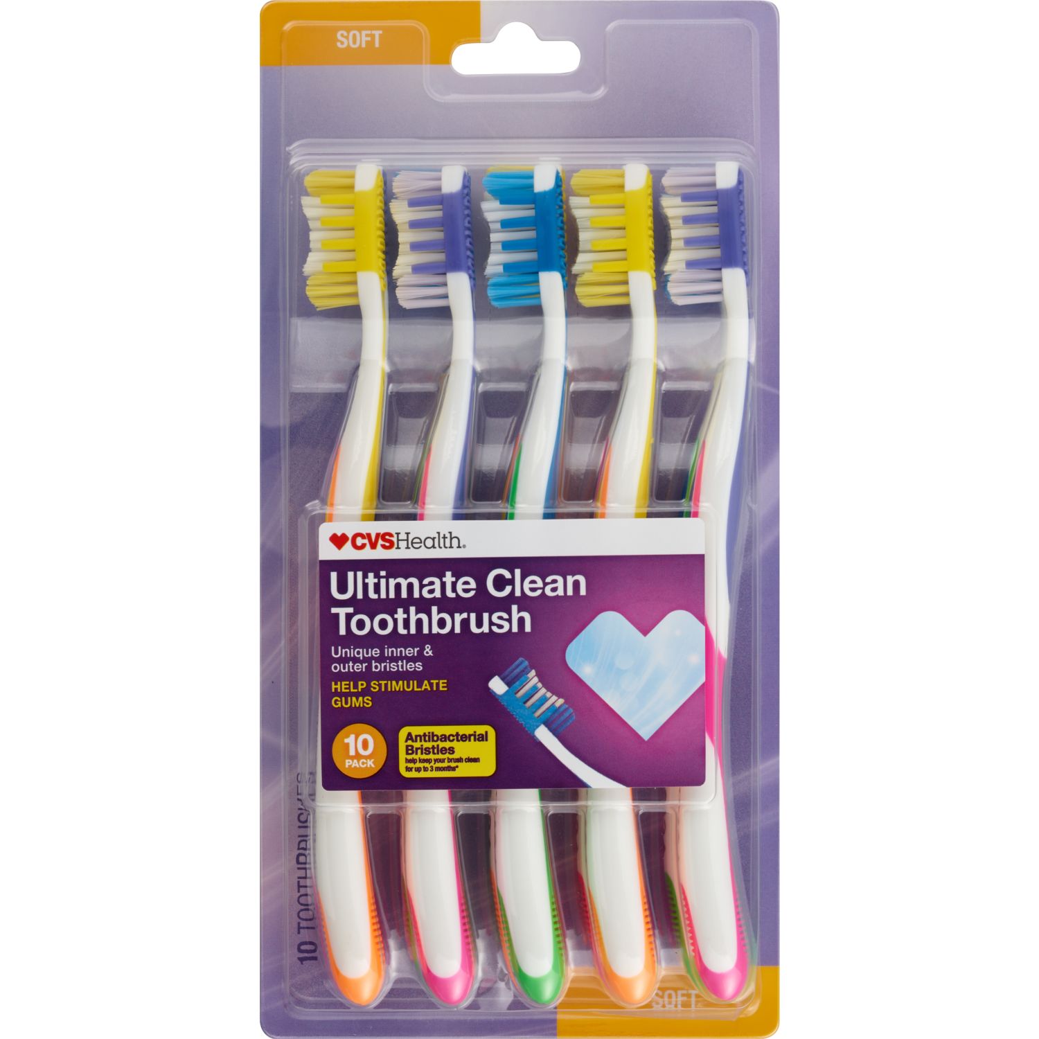 CVS Health Ultimate Clean Toothbrushes, Soft Bristle, 10 CT