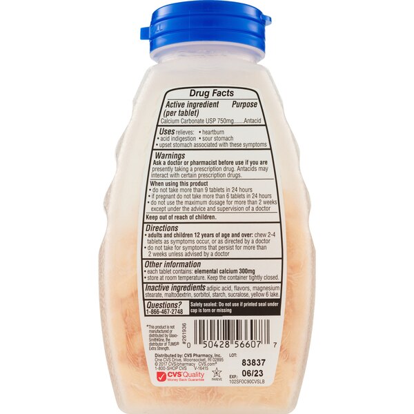 CVS Extra Strength Antacid Tablets Sugar Free