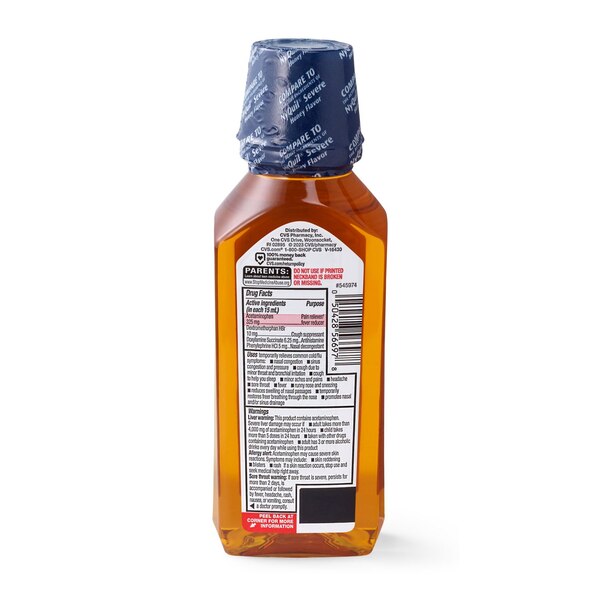 CVS Health Nighttime Severe Cold and Flu Liquid Relief, 12 OZ, Honey