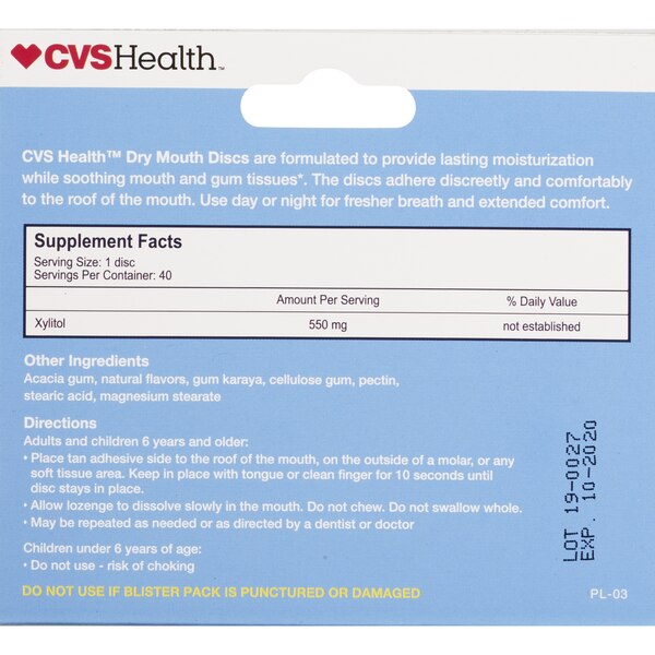 CVS Health Dry Mouth Discs With Xylitol, Mint, 40 CT