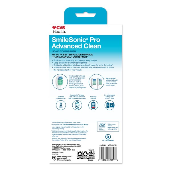 CVS Health SmileSonic Pro Advanced Clean Toothbrush