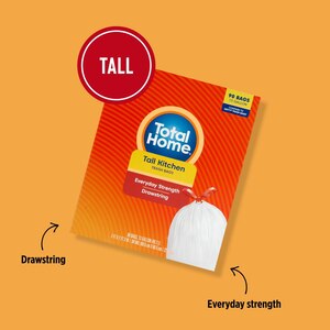 Total Home 13 Gallon Tall Kitchen Trash Bags, 90 ct