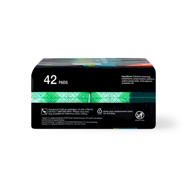 CVS Health Ultra Thin Pads with Wings, Long Super, 42 CT