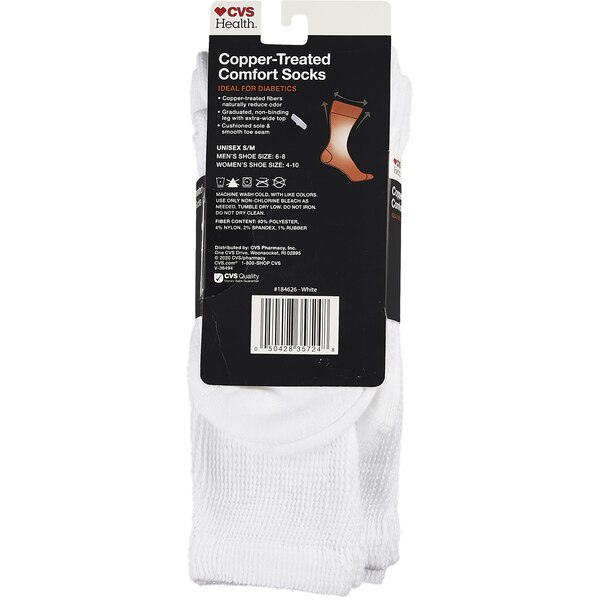 CVS Copper-Infused Crew Comfort Socks Unisex, 3 Pairs