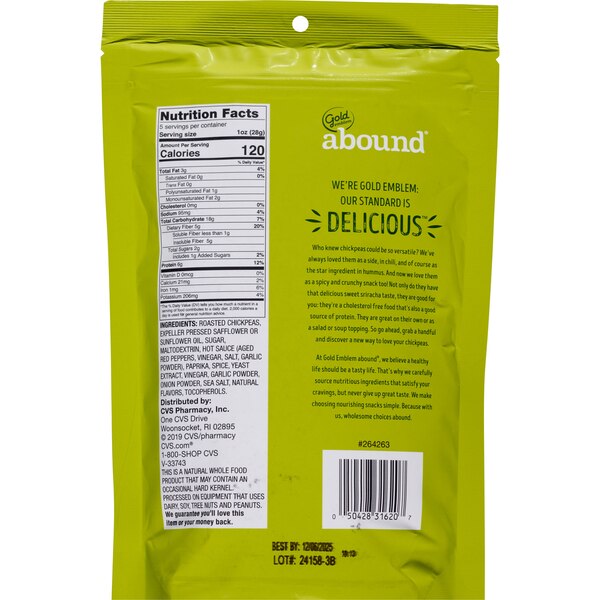Gold Emblem Abound Sweet Sriracha Roasted Chickpeas, 5 oz