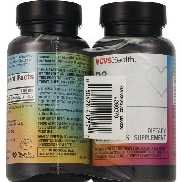 CVS Health Twin Pack Vitamin D3 Softgels, 500 CT