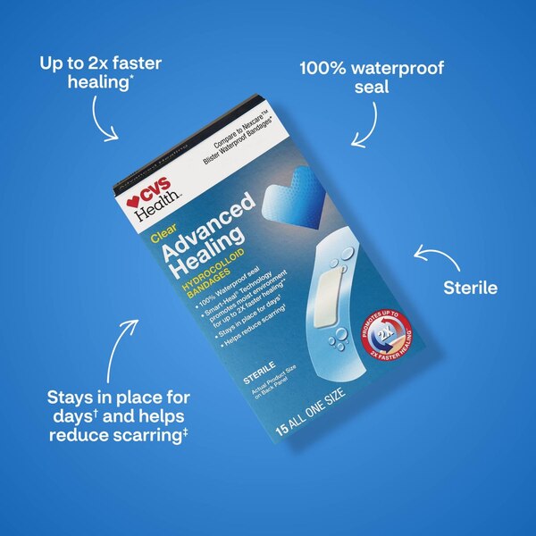 CVS Health Clear Advanced Healing Hydrocolloid Bandages, Variety Pack