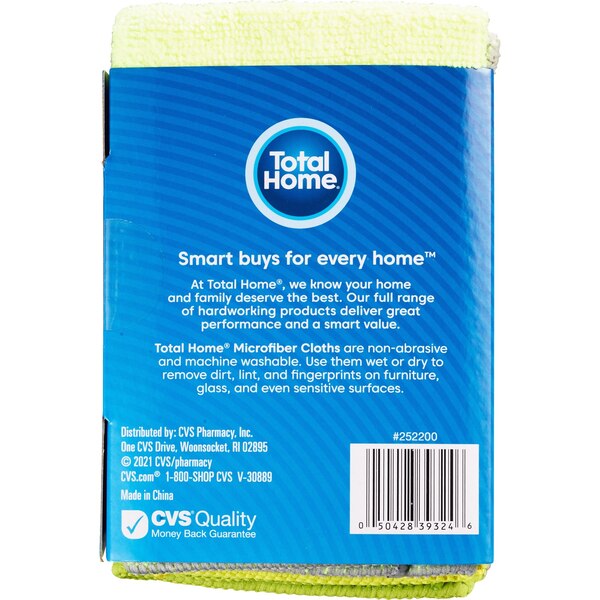 Total Home Microfiber Cloths, 3 ct