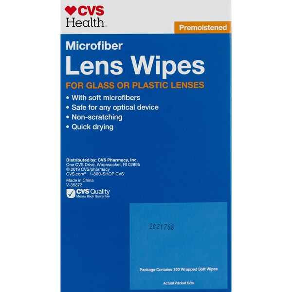 CVS Health Microfiber Pre-moistened Lens Wipes, 150 CT