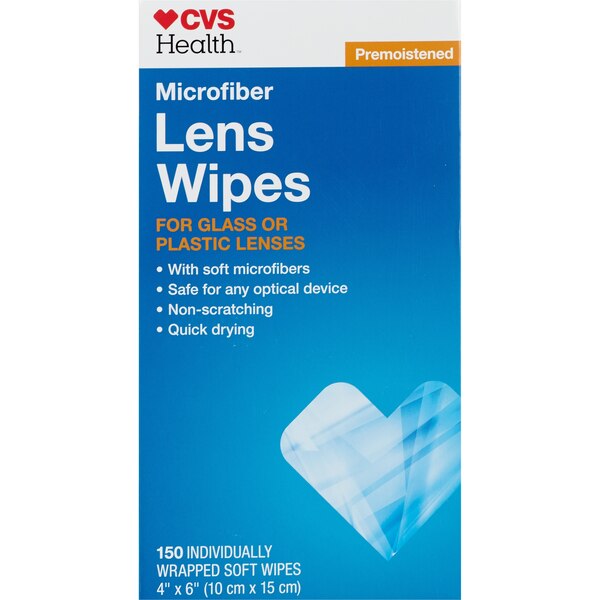 CVS Health Microfiber Pre-moistened Lens Wipes, 150 CT