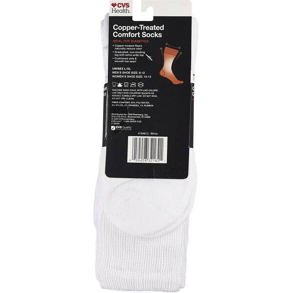 CVS Health Copper-Infused Crew Comfort Socks Unisex, 3 Pairs