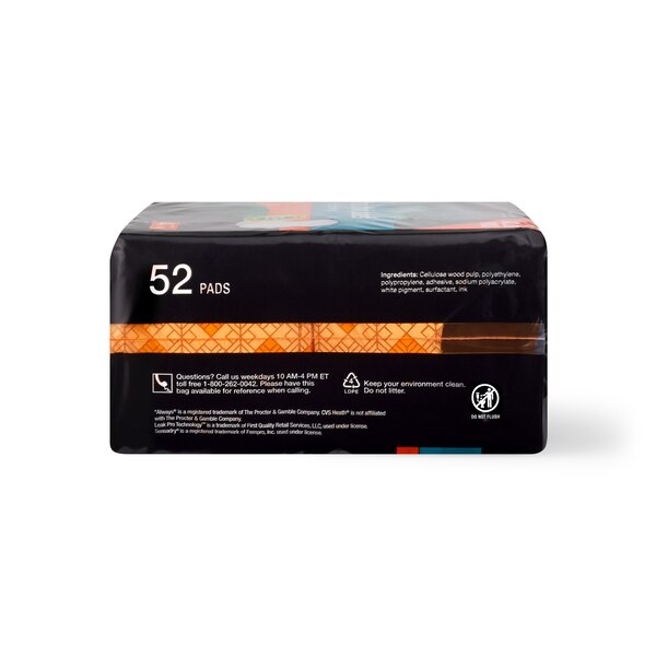 CVS Health Ultra Thin Pads with Wings, Overnight, 52 CT