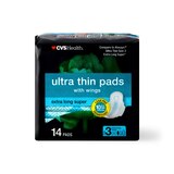 CVS Health Ultra Thin Pads with Wings, Extra Long Super, 14 CT, thumbnail image