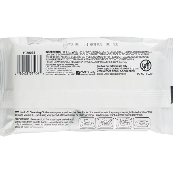 CVS Health Cleansing Cloths, Fragrance Free, 32 CT