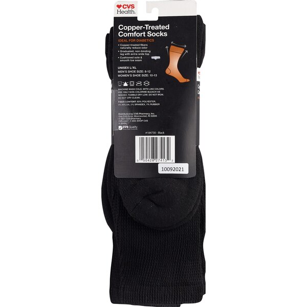 CVS Health Copper-Infused Crew Comfort Socks Unisex, 3 Pairs