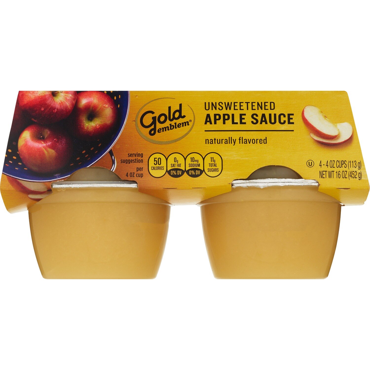 Gold Emblem - Salsa de manzana sin endulzar, 4 u.