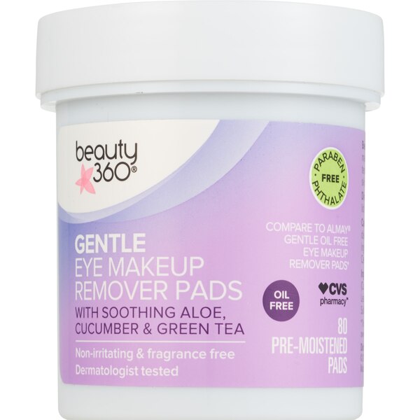 Beauty 360 - Almohadillas desmaquilladoras de ojos suaves sin aceite, 80 u.