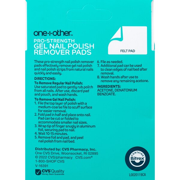 one+other Pro Strength 100% Acetone Gel Nail Polish Remover Pads