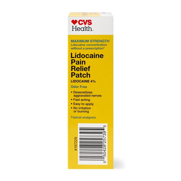 CVS Health Maximum Strength Lidocaine Pain Relief Patch, Medium, 5 CT