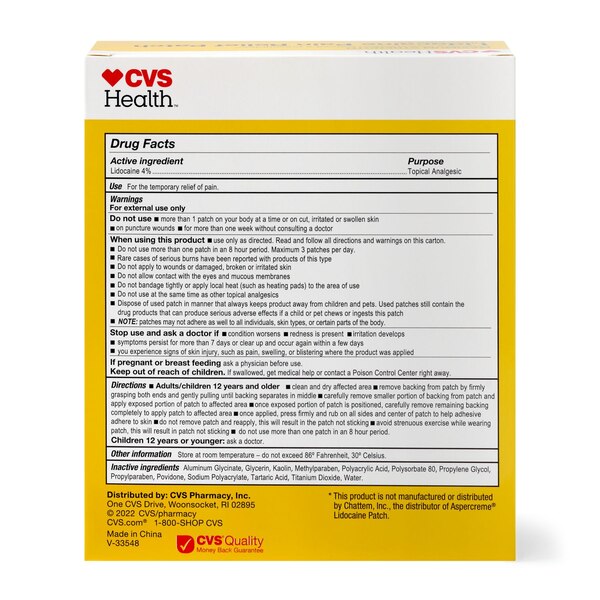 CVS Health Maximum Strength Lidocaine Pain Relief Patch, Medium, 5 CT