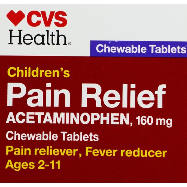 CVS Health Children's Acetaminophen Pain Reliever & Fever Reducer Chewable Tablets, Grape, 24 CT