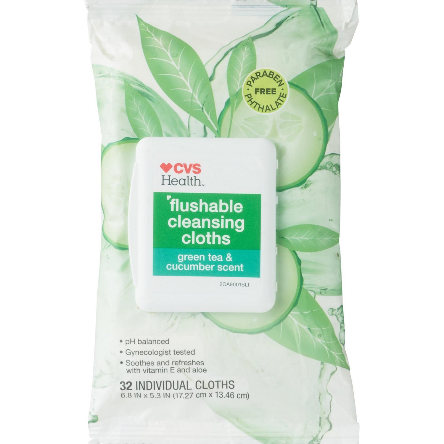 CVS Cleansing Cloths, Green tea & Cucumber, 32 CT