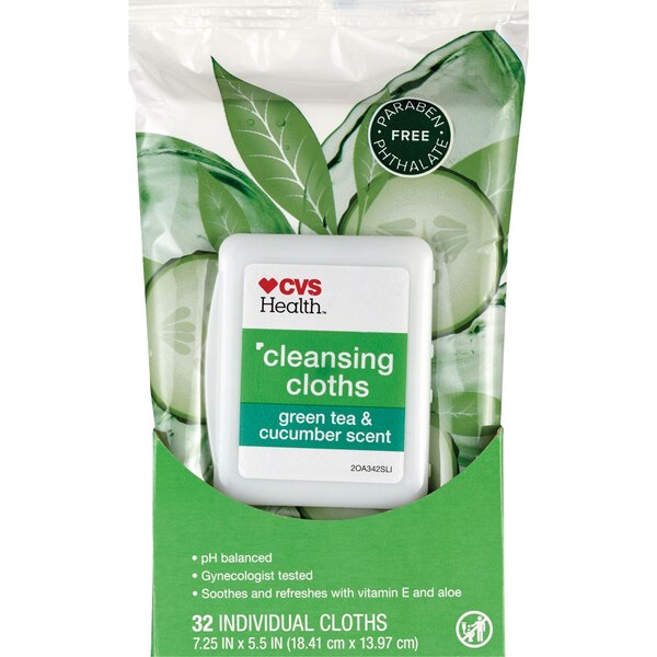 CVS Health - Toallitas de limpieza, Green tea & Cucumber, 32 u.