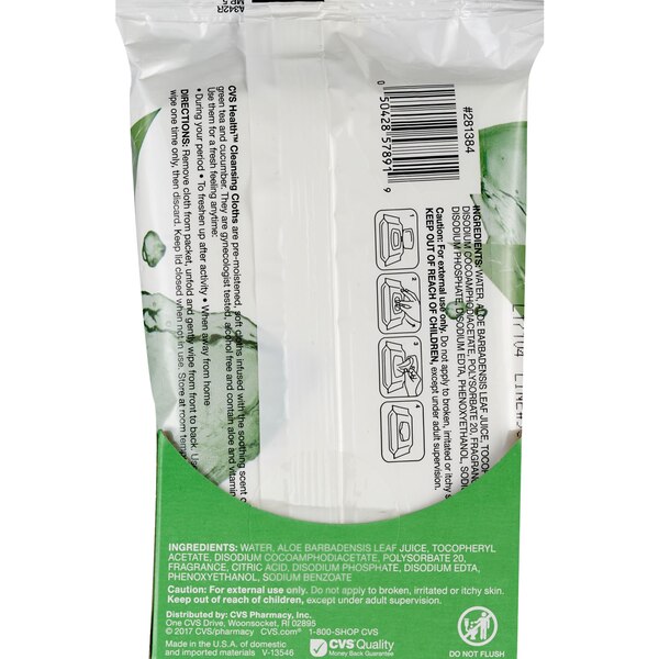 CVS Health Cleansing Cloths, Green tea & Cucumber, 32 CT