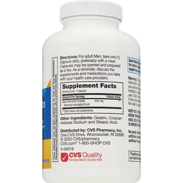 CVS Health Saw Palmetto Capsules, 250 CT