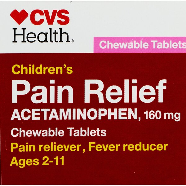 CVS Health Children's Acetaminophen Pain Reliever & Fever Reducer Chewable Tablets, Bubble Gum, 24 CT