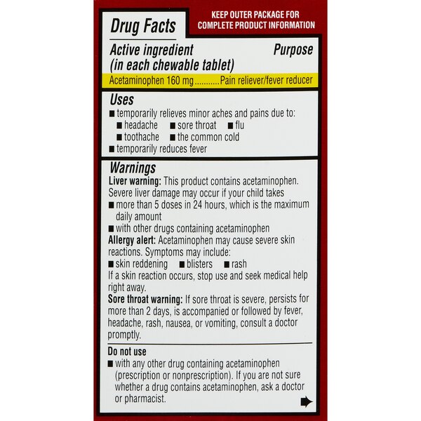 CVS Health Children's Acetaminophen Pain Reliever & Fever Reducer Chewable Tablets, Bubble Gum, 24 CT