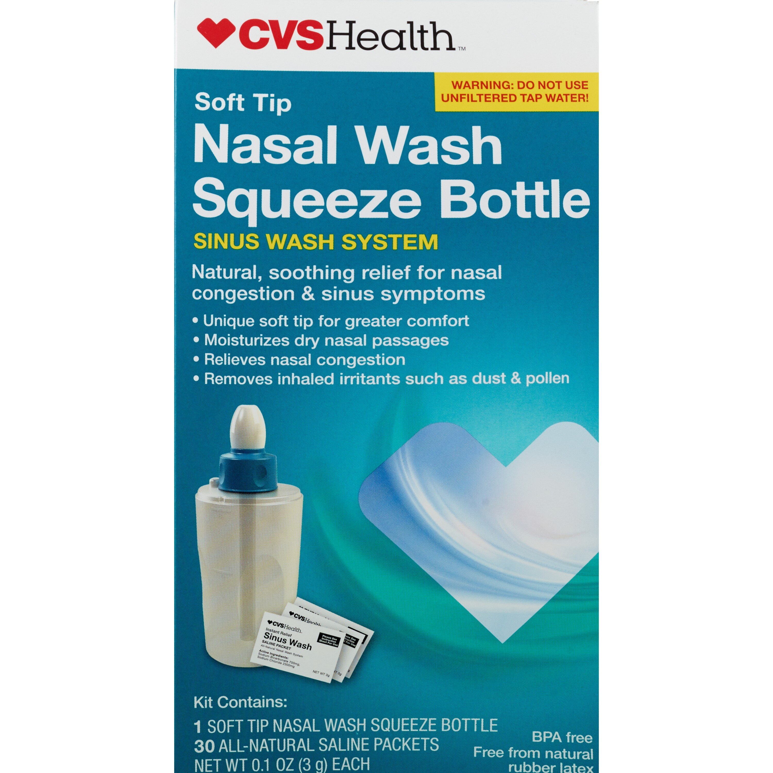 CVS Health - Sistema de lavado nasal con botella comprimible, 0.1 oz