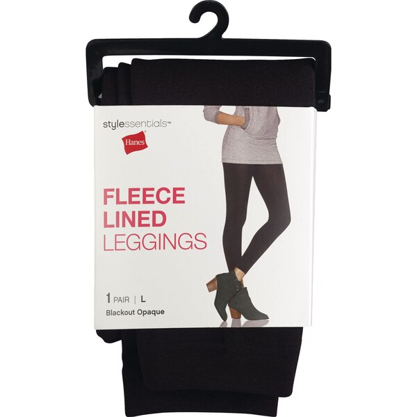 Style Essentials by Hanes Fleece Lined Leggings, Blackout Opaque